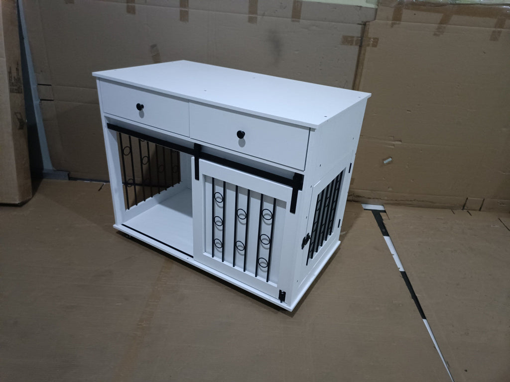 Modern Wooden Dog Crate with Sliding Barn Door