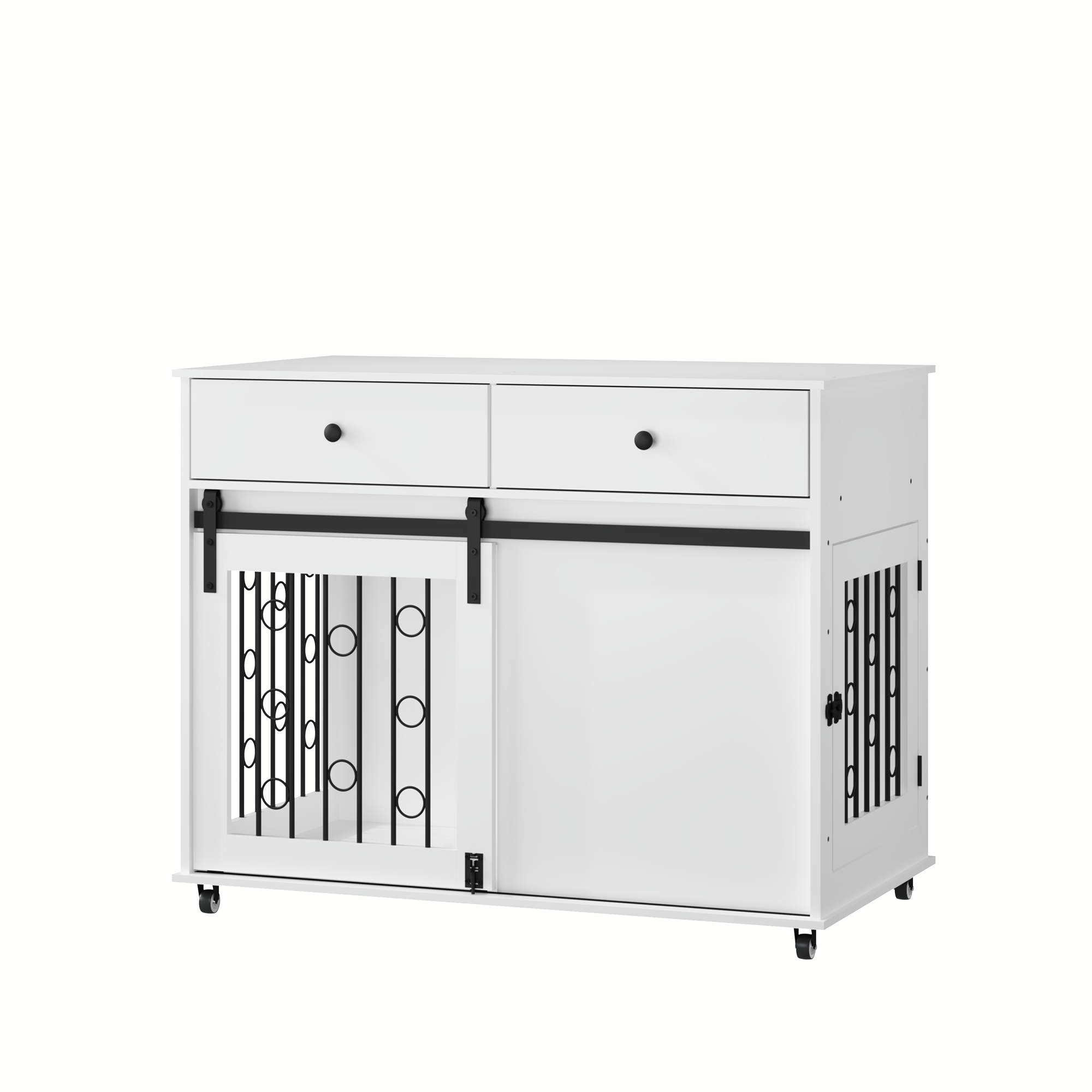 Modern Wooden Dog Crate with Sliding Barn Door