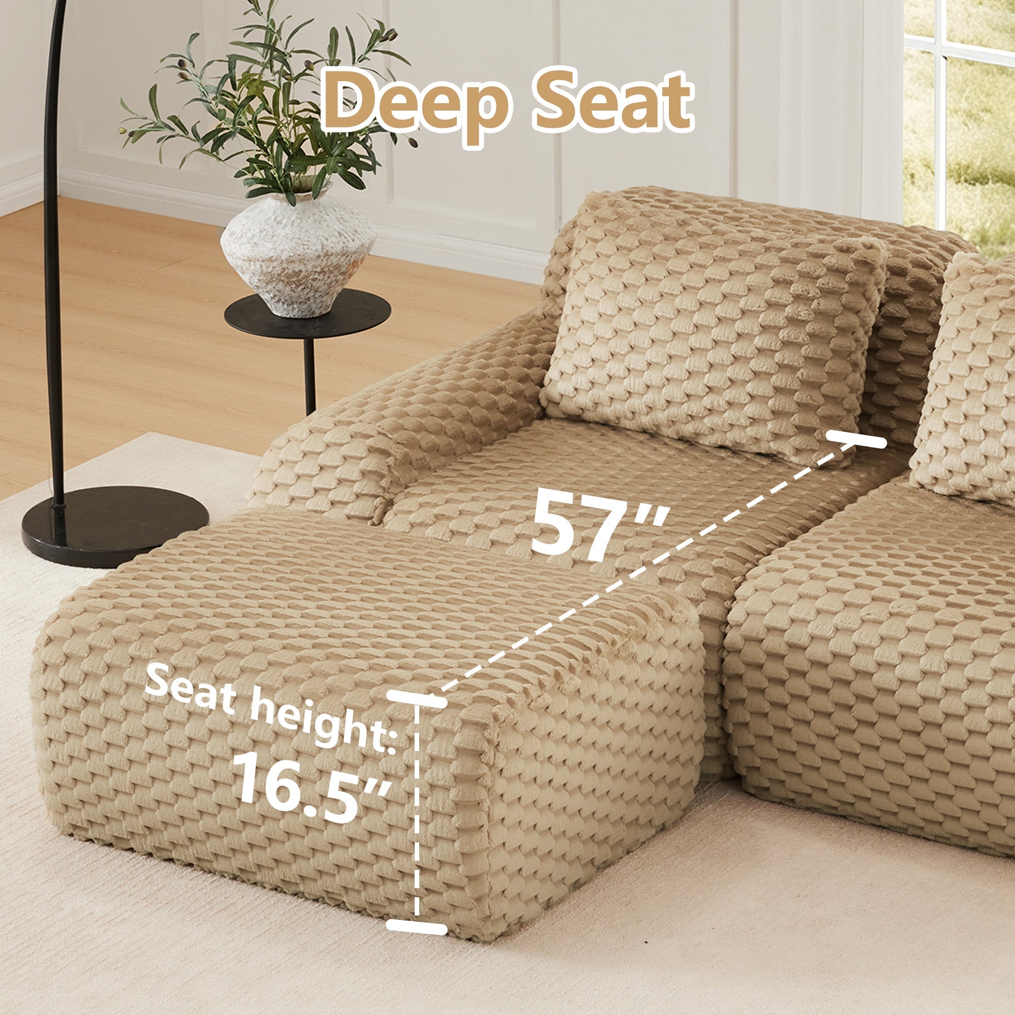114inch Flannelette Modern L-Shaped ModularSofa