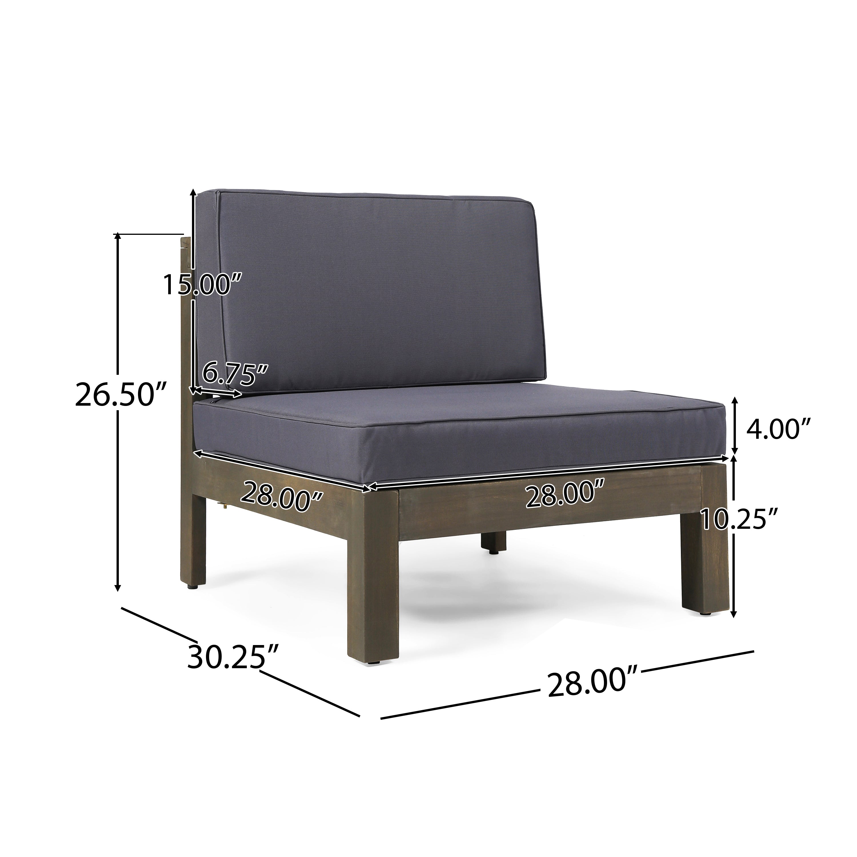 3-Piece Acacia Wood Outdoor Sofa Set
