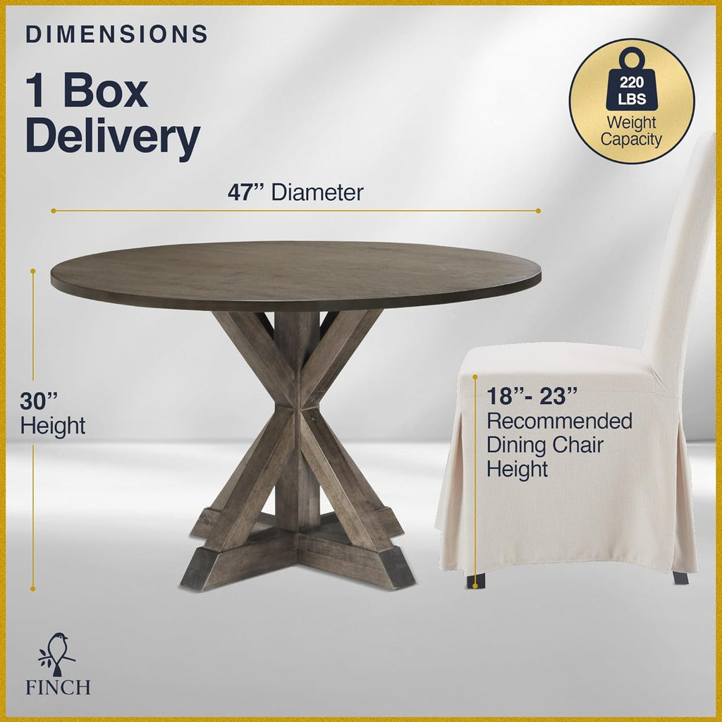 Alfred Round Solid Wood Rustic Dining Table
