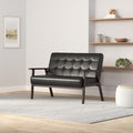 Mid-Century Modern Faux Leather Loveseat