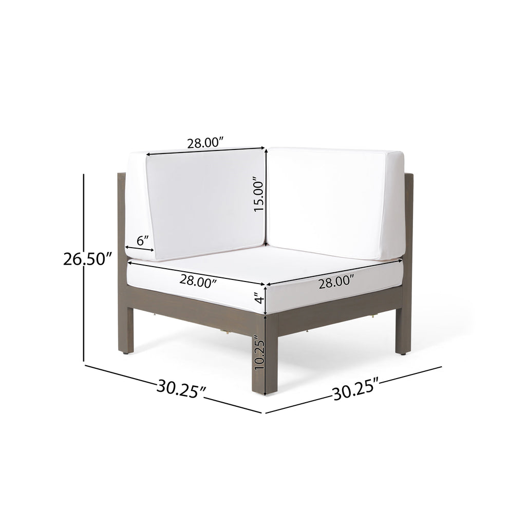 Outdoor Acacia Wood V-Shaped Sectional Sofa Set with Cushions – Modern